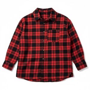 Art Class Red and Black Flannel Plaid Boy’s Button Down Shirt, youth size L